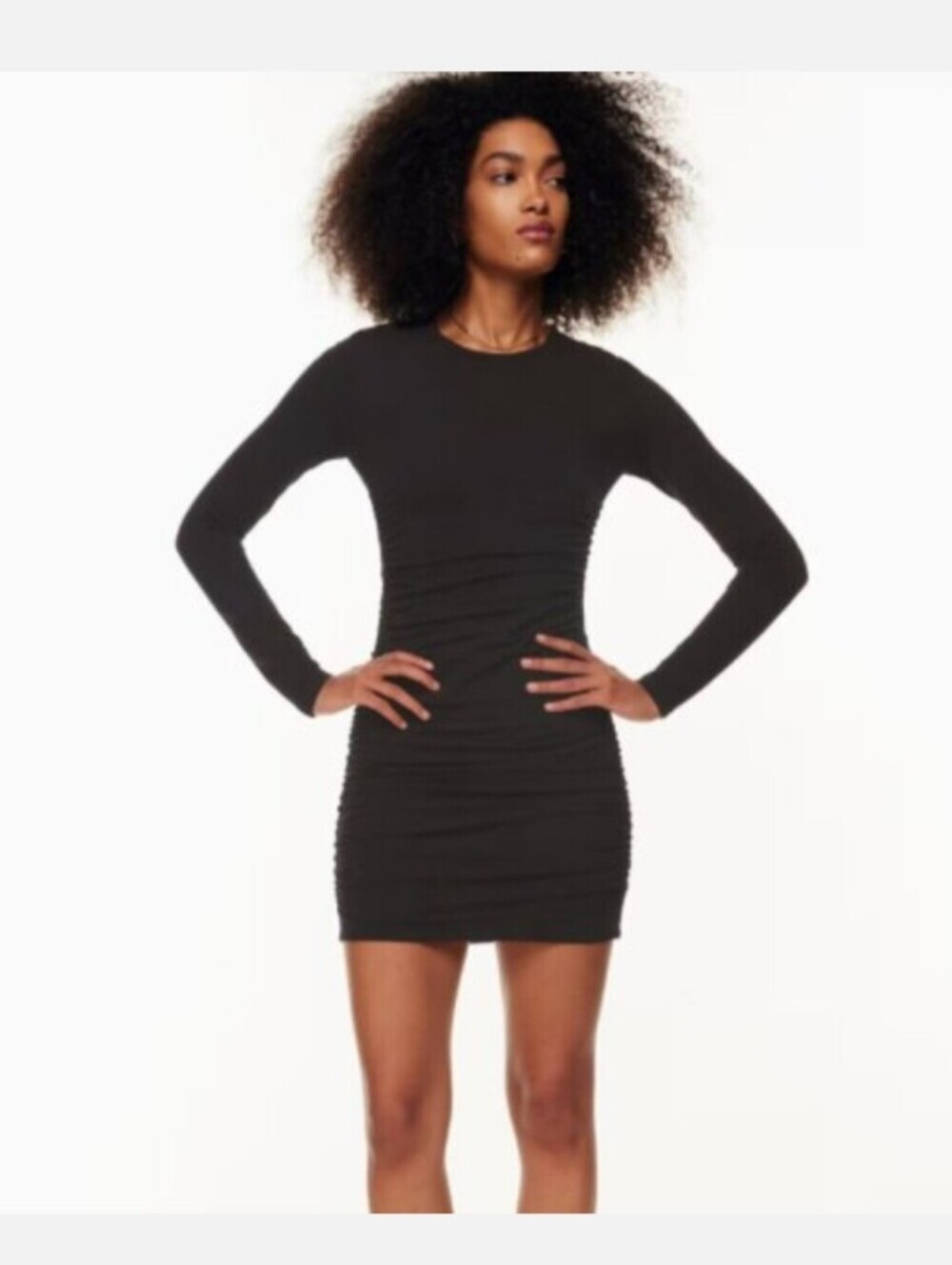 Aritzia TNA Malibu Dress New with Tags Black Ruched Size Medium